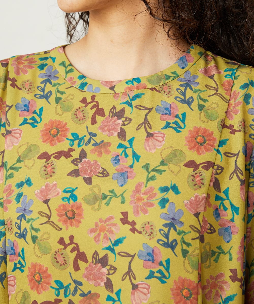 GJELA50300 Jocomomola(ホコモモラ) 【早割10％OFF】Bail de flores フラワープリントワンピース イエロー
