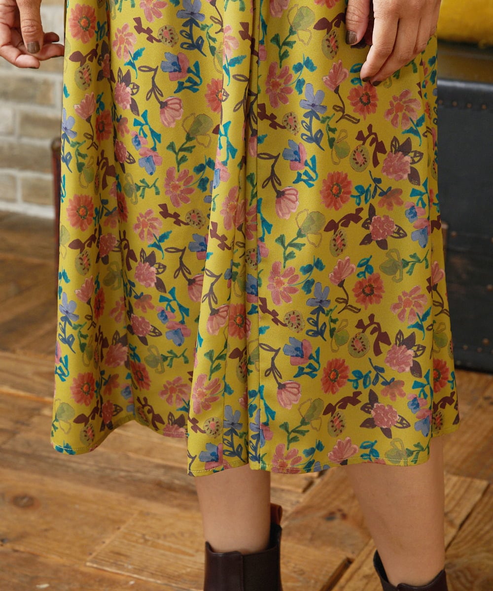 GJELA50300 Jocomomola(ホコモモラ) Bail de flores フラワープリントワンピース イエロー