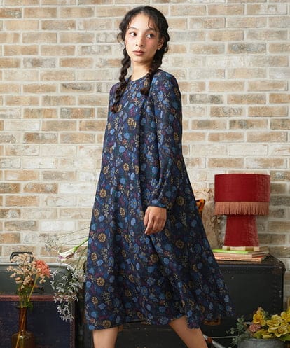 GJELA50300  Bail de flores フラワープリントワンピース