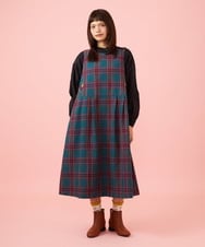 GJELD32300 Jocomomola(ホコモモラ) 【ダブルポイント】チェック柄ジャンパースカート ブルー