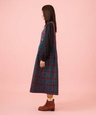 GJELD32300 Jocomomola(ホコモモラ) 【ダブルポイント】チェック柄ジャンパースカート ブルー