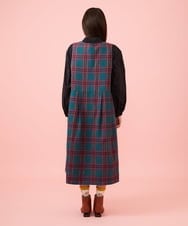 GJELD32300 Jocomomola(ホコモモラ) 【ダブルポイント】チェック柄ジャンパースカート ブルー
