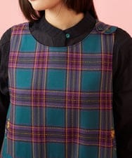 GJELD32300 Jocomomola(ホコモモラ) 【ダブルポイント】チェック柄ジャンパースカート ブルー
