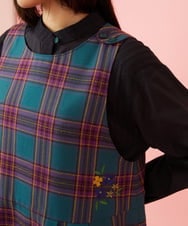 GJELD32300 Jocomomola(ホコモモラ) 【ダブルポイント】チェック柄ジャンパースカート ブルー