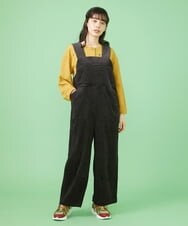 GJELS34240 Jocomomola(ホコモモラ) シャーリングコーデュロイ オーバーオール ブラウン