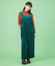 GJELS34240 Jocomomola(ホコモモラ) シャーリングコーデュロイ オーバーオール ブラウン