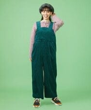 GJELS34240 Jocomomola(ホコモモラ) シャーリングコーデュロイ オーバーオール ブラウン