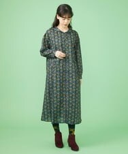 GJELS35250 Jocomomola(ホコモモラ) Leo プリントシャツワンピース ブラック
