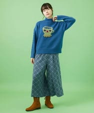 GJFAB02260 Jocomomola(ホコモモラ) Feliz ねこっぷニットプルオーバー ブルー