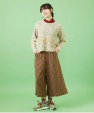 GJFAB34230 Jocomomola(ホコモモラ) ブークレフラワー刺繍ニットプルオーバー アイボリー