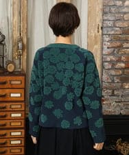 GJFAD01220 Jocomomola(ホコモモラ) Flor suave フラワージャカードニットプルオーバー ネイビー