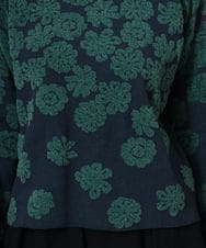 GJFAD01220 Jocomomola(ホコモモラ) Flor suave フラワージャカードニットプルオーバー ネイビー