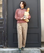 GJFAD31200 Jocomomola(ホコモモラ) Hilo molle ニットプルオーバー ブラウン
