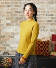 GJFAD32180 Jocomomola(ホコモモラ) Feston スカラップハイネックリブニット イエロー