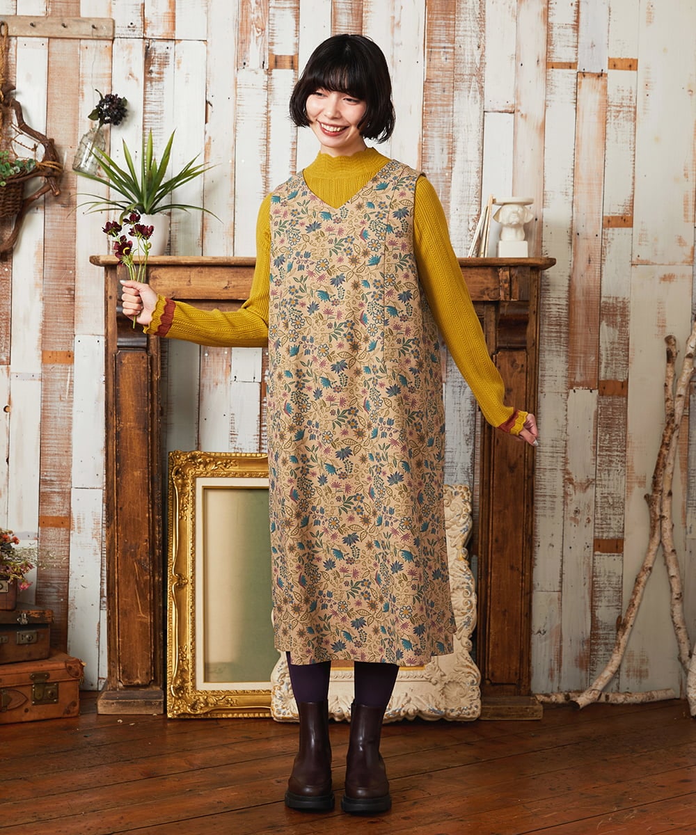 GJFAD32180 Jocomomola(ホコモモラ) Feston スカラップハイネックリブニット イエロー