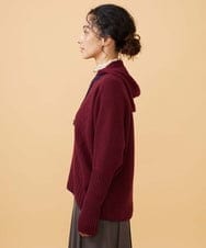 GJFAD33220 Jocomomola(ホコモモラ) Vantana ケーブル編みフード付きニット レッド