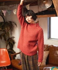 GJFAE34200 Jocomomola(ホコモモラ) Claraboya ドットシアーニットプルオーバー レッド