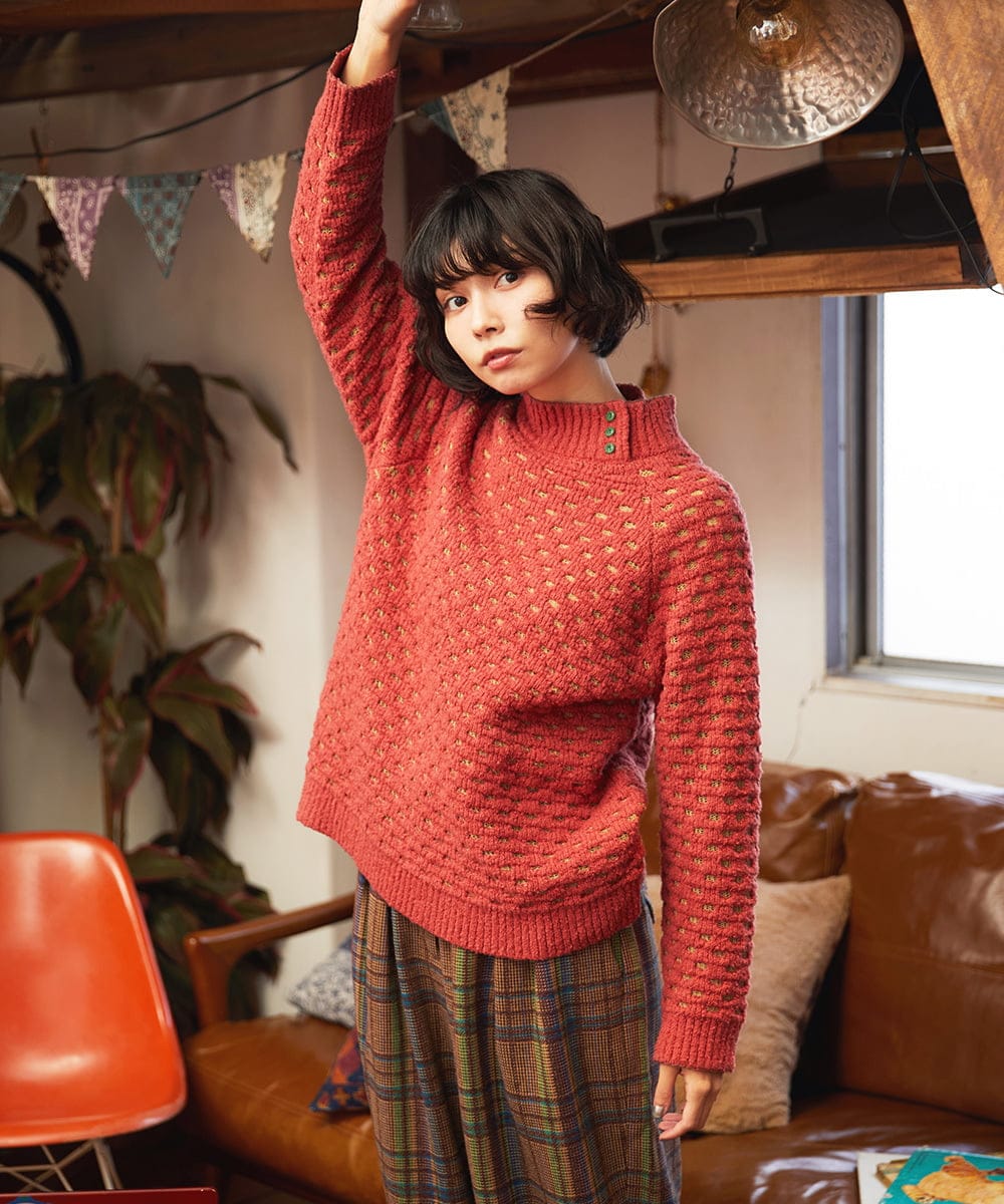 GJFAE34200 Jocomomola Claraboya ドットシアーニットプルオーバー