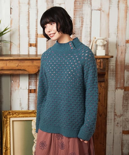 GJFAE34200 Jocomomola Claraboya ドットシアーニットプルオーバー