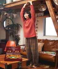 GJFAE34200 Jocomomola(ホコモモラ) Claraboya ドットシアーニットプルオーバー ブルーグリーン