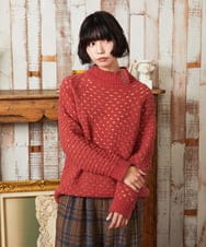 GJFAE34200 Jocomomola(ホコモモラ) Claraboya ドットシアーニットプルオーバー ブルーグリーン