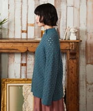 GJFAE34200 Jocomomola(ホコモモラ) Claraboya ドットシアーニットプルオーバー ブルーグリーン