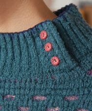 GJFAE34200 Jocomomola(ホコモモラ) Claraboya ドットシアーニットプルオーバー ブルーグリーン