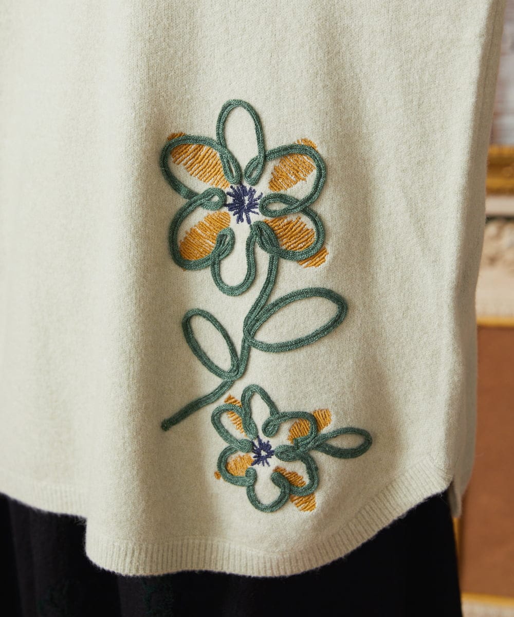 GJFAE35200 Jocomomola(ホコモモラ) Peludo ハイネックニットプルオーバー グリーン