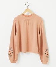 GJFAE36200 Jocomomola(ホコモモラ) Tesoro フラワー刺繍ニットプルオーバー ピンク