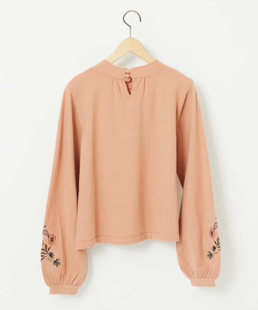 GJFAE36200 Jocomomola(ホコモモラ) Tesoro フラワー刺繍ニットプルオーバー ピンク