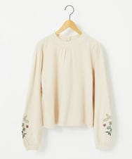 GJFAE36200 Jocomomola(ホコモモラ) Tesoro フラワー刺繍ニットプルオーバー アイボリー