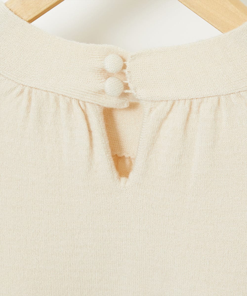 GJFAE36200 Jocomomola(ホコモモラ) Tesoro フラワー刺繍ニットプルオーバー アイボリー