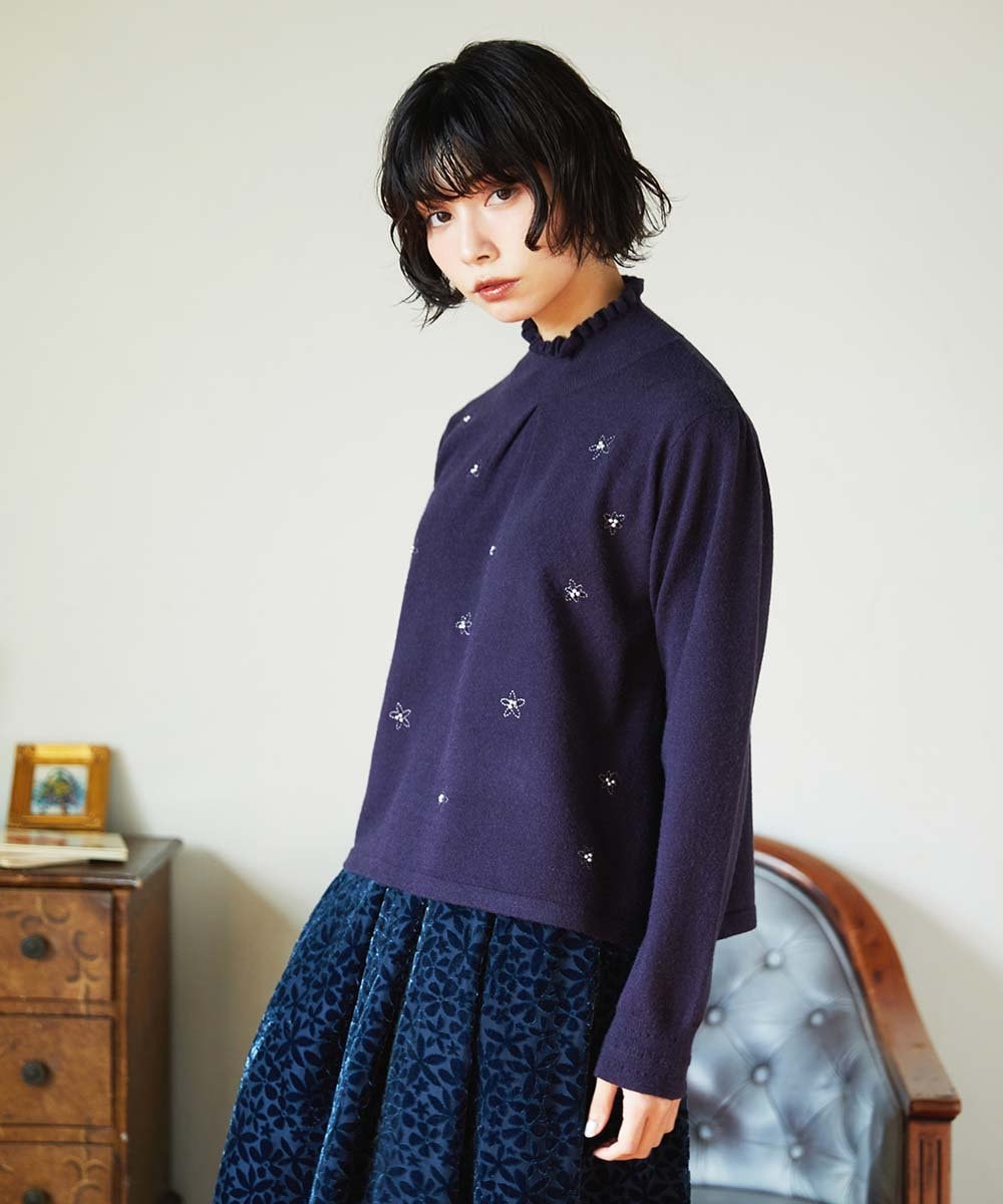 GJFAE51220 Jocomomola Tesoro フラワーモチーフニットプルオーバー