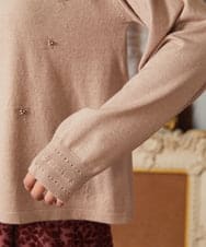 GJFAE51220 Jocomomola(ホコモモラ) Tesoro フラワーモチーフニットプルオーバー ベージュ