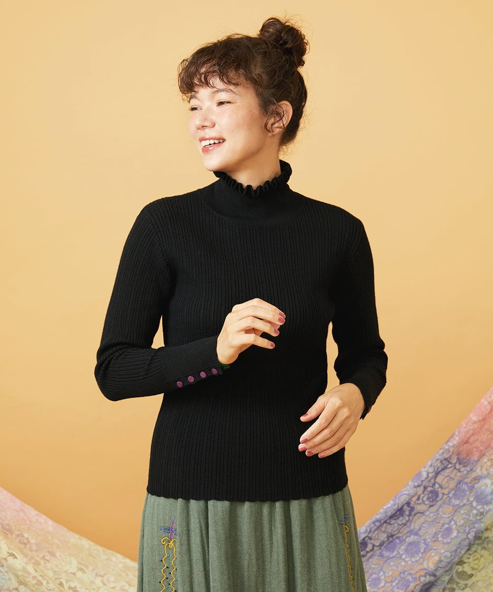 GJFAG30160 Jocomomola LANABLEND ハイネックリブニット