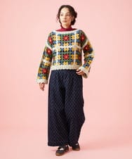 GJFAG72360 Jocomomola(ホコモモラ) Mural ドットクロッシェモチーフニットプルオーバー アイボリー
