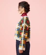 GJFAG72360 Jocomomola(ホコモモラ) Mural ドットクロッシェモチーフニットプルオーバー アイボリー