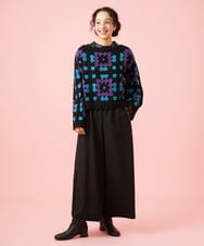 GJFAG72360 Jocomomola(ホコモモラ) Mural ドットクロッシェモチーフニットプルオーバー ブラック