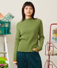 GJFAH38180 Jocomomola(ホコモモラ) Feston ネピルハイネックリブニット グリーン