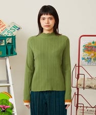 GJFAH38180 Jocomomola(ホコモモラ) Feston ネピルハイネックリブニット グリーン