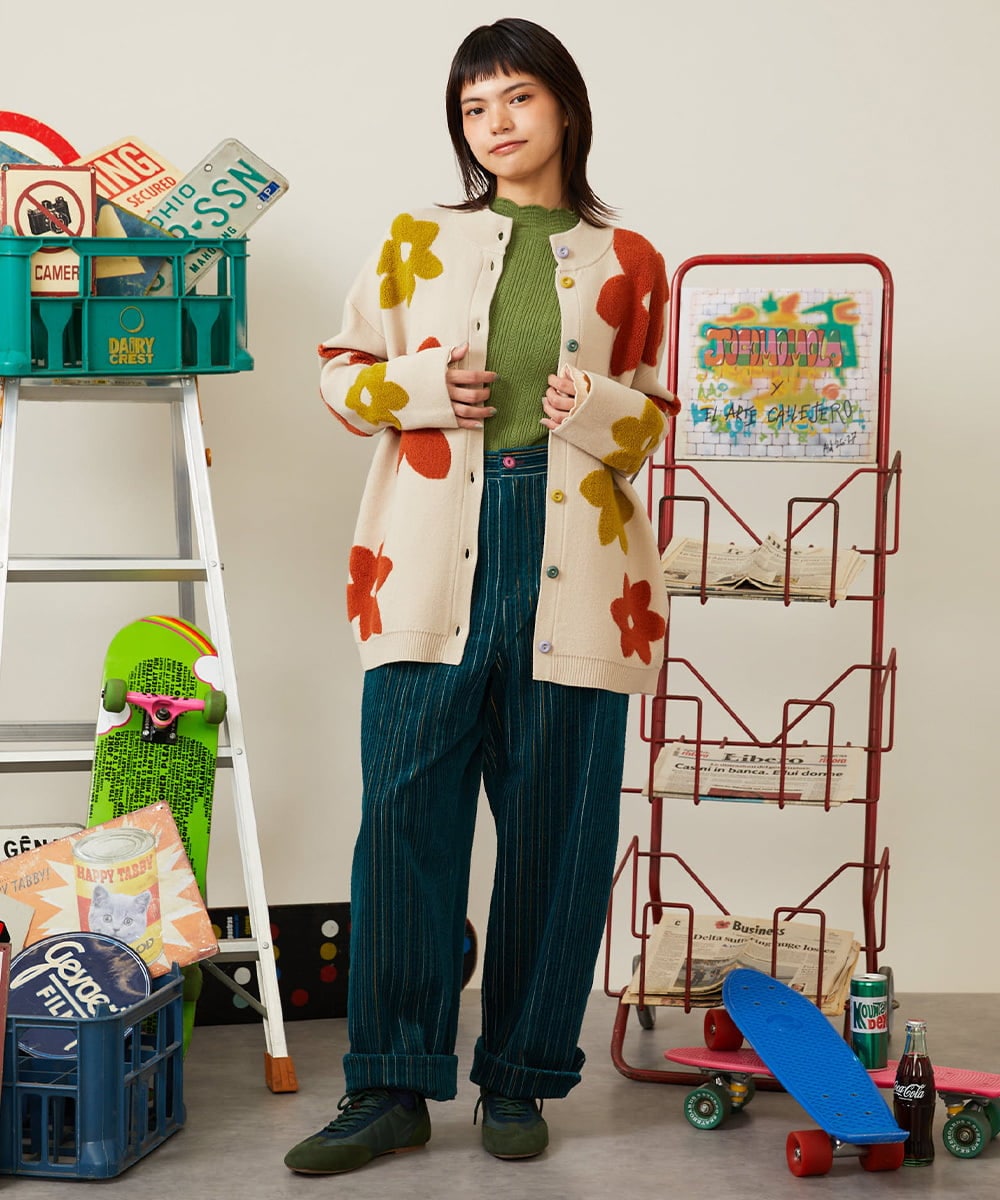 GJFAH38180 Jocomomola(ホコモモラ) Feston ネピルハイネックリブニット グリーン