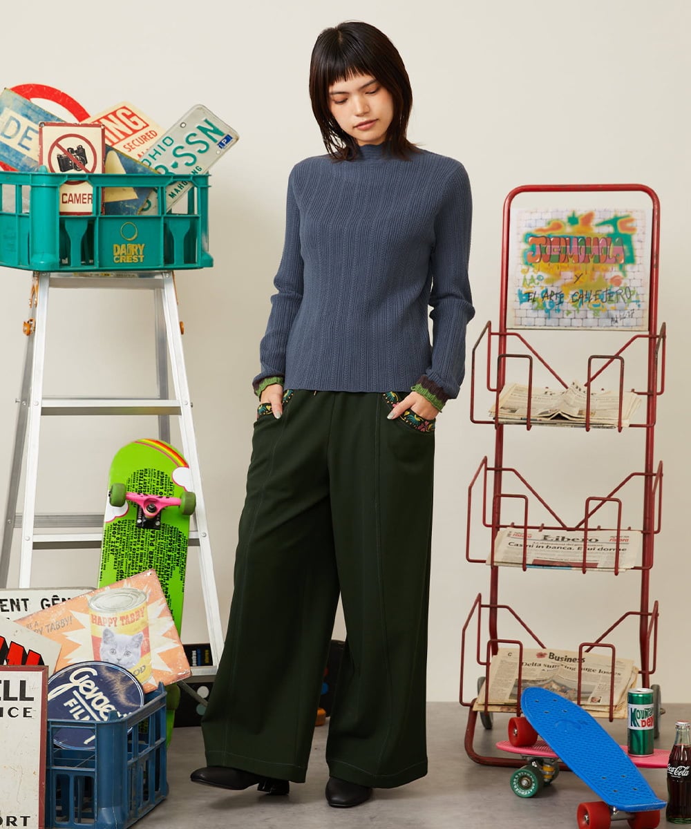 GJFAH38180 Jocomomola(ホコモモラ) Feston ネピルハイネックリブニット ネイビー