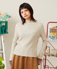 GJFAH38180 Jocomomola(ホコモモラ) Feston ネピルハイネックリブニット ベージュ