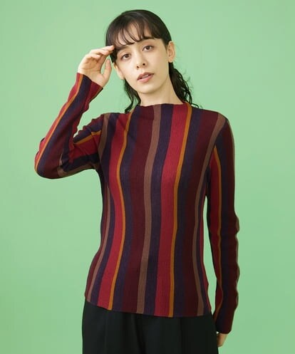GJFAV31140 Jocomomola Lana blend ストライプリブニット