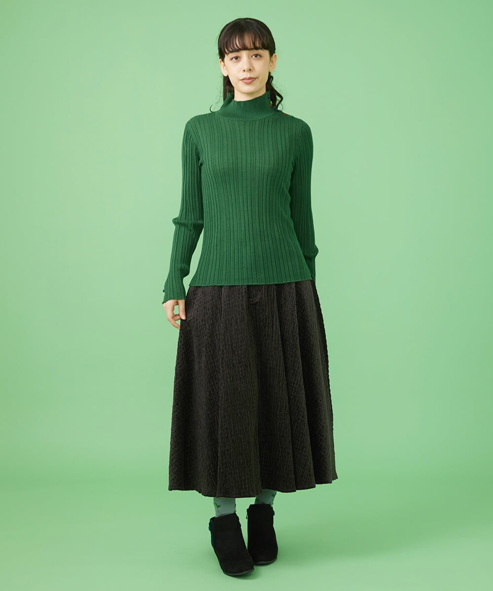 GJFAV32140 Jocomomola(ホコモモラ) Lana blend ハイネックリブニット グリーン