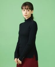 GJFAV32140 Jocomomola(ホコモモラ) Lana blend ハイネックリブニット ブラック