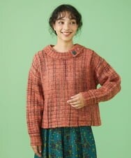 GJFAV33190 Jocomomola(ホコモモラ) スペースダイ ニットプルオーバー オレンジ