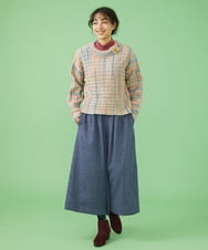 GJFAV33190 Jocomomola(ホコモモラ) スペースダイ ニットプルオーバー オレンジ