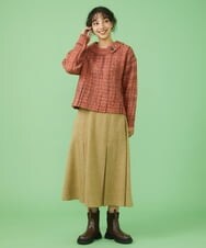 GJFAV33190 Jocomomola(ホコモモラ) スペースダイ ニットプルオーバー オレンジ