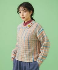 GJFAV33190 Jocomomola(ホコモモラ) スペースダイ ニットプルオーバー アイボリー